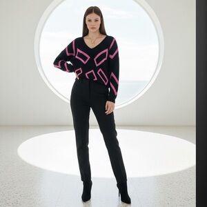 Wool and Pink Geometric Sweater